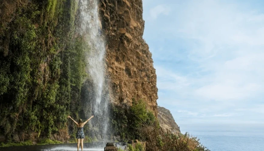 Risking their Lives for a Photo: Tourists Ignore Landslide Warnings at the Waterfalls of Madeira.