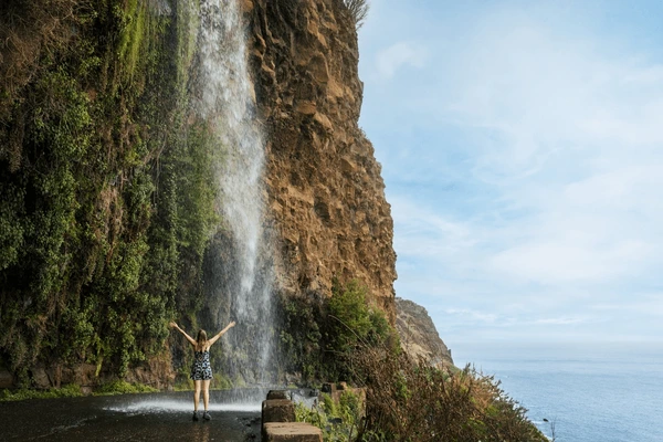 Risking their Lives for a Photo: Tourists Ignore Landslide Warnings at the Waterfalls of Madeira.